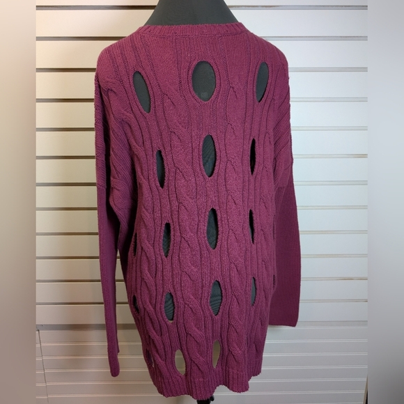 Planet By Lauren G Pima Cotton Cable Car Wash Crewneck Sweater One Size Fits All - Picture 5 of 8